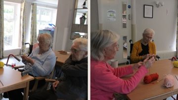 Stoke care home Residents enjoy knitting and natter club